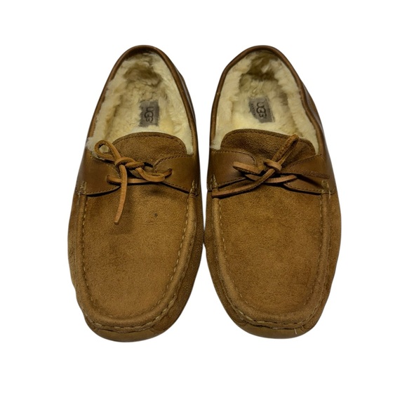 UGG Mens Byron Slippers Size 8.5 Brown Suede Sheepskin Lined Sherpa Leisure - Picture 3 of 6